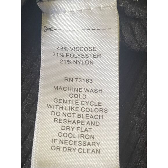 Cupio Black Ribbed Oversized Turtleneck Tunic Sweater Women’s Size Large - Picture 5 of 7